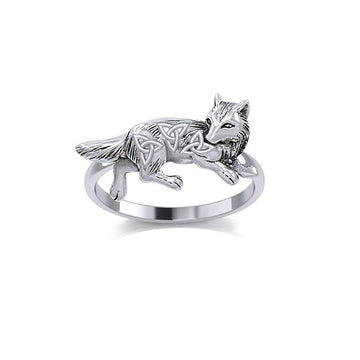 Celtic Wolf Silver Ring TRI2276 - Jewelry